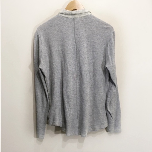 Anthropologie Plaid Button Down Size Small Cotton Knit Shirt Grey White - Picture 3 of 12